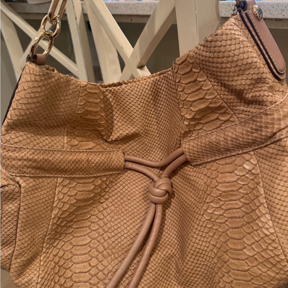 Coach Genuine Python Tan Shoulder Bag - Picture 2 of 9